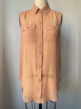 Forever 21 Exclusive Y2K Peach Sheer Sleeveless Button-Front Blouse Size Small